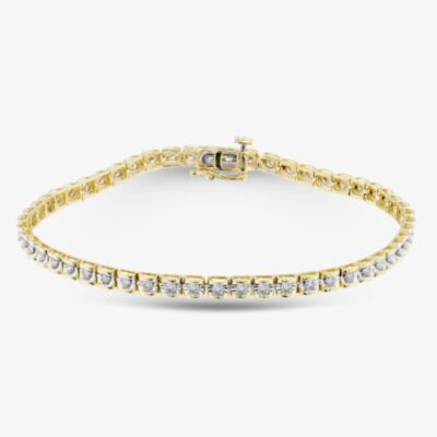 Pure Brilliance 9ct Yellow Gold 1.00ct Brilliant Cut Diamond Tension Set Tennis Bracelet THB28239-100AMT