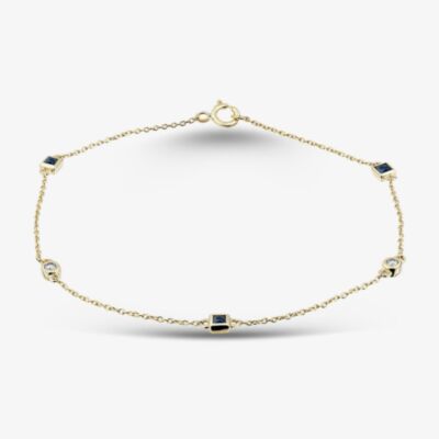 Gold Impression 9ct Yellow Gold Sapphire & Diamond Chain Bracelet RJB04749-BS