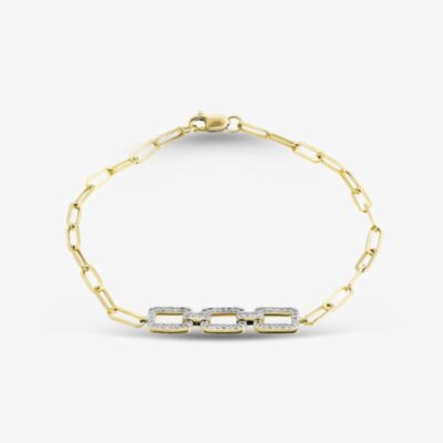 Pure Brilliance 9ct Yellow Gold 0.25ct Diamond Triple Rectangle Bracelet THB46670-25 (YG)