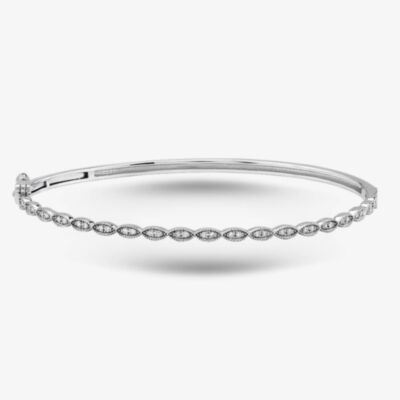  9ct White Gold 0.20ct Diamond Hinged Bangle BR877W/20-10