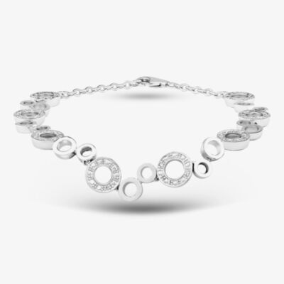 Sterling Silver and Diamond Open Circles Bracelet PBC02464