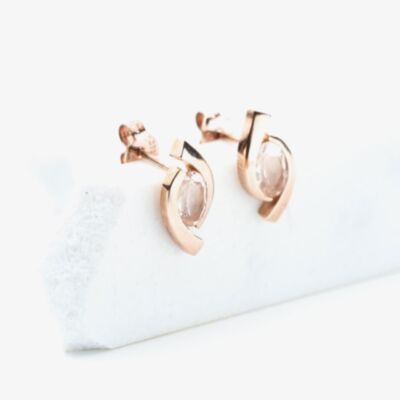 9ct Rose Gold 0.78ct Oval Cut Morganite Eye Stud Earrings HM-33-29-008