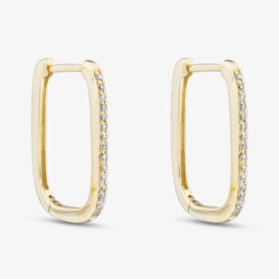 9ct Yellow Gold Diamond Square Hoop Earrings E4664/15-10