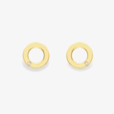 9ct Yellow Gold Diamond Open Circle Stud Earrings 12325147264