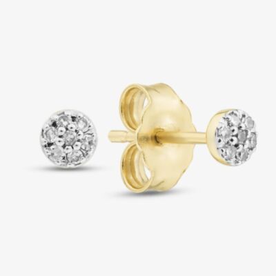 9ct Yellow Gold 0.05ct Brilliant Cut Diamond Cluster Stud Earrings THE46506-05