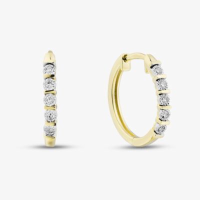 Pure Brilliance 9ct Yellow Gold 0.05ct Diamond Hoop Earrings THE48230-05 (YG)