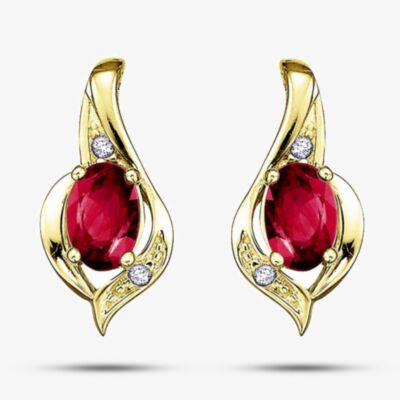 9ct Yellow Gold Ruby and Diamond Swirl Stud Earrings E1860/7-9