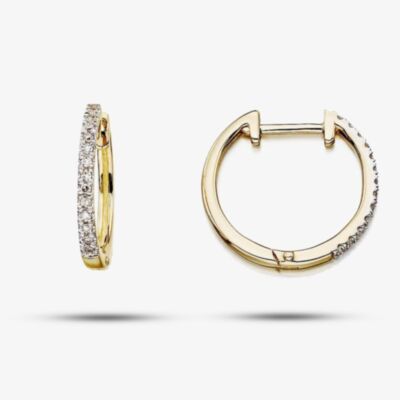9ct Yellow Gold Diamond Huggie Earrings GE2135
