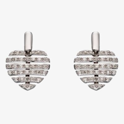 9ct White Gold Split Diamond Heart Stud Earrings GE2298