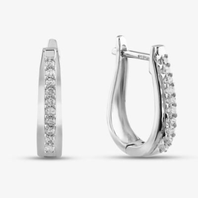 9ct White Gold 0.25ct Diamond Hinged Hoop Earrings THE23712-25