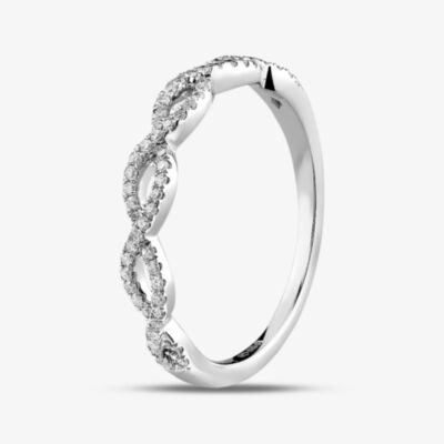 9ct White Gold 0.15ct Diamond Pave Open Wave Ring THR23187-15