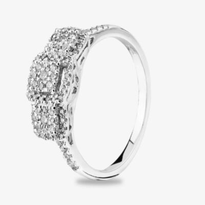 9ct White Gold 0.35ct Square Cluster Shoulder Set Ring THR28937-35CH