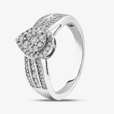 9ct White Gold Diamond Pear Shape Cluster Shoulder Set Ring THR23757-50SJ