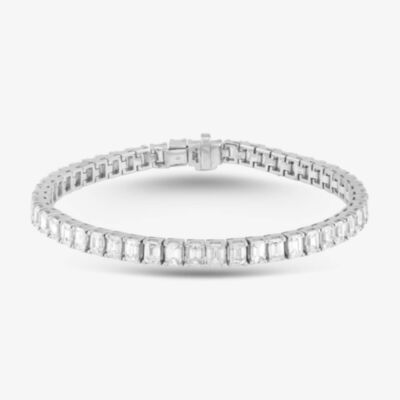 Platinum 12.22ct Emerald Cut Diamond Tennis Bracelet 17677