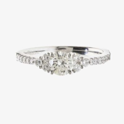 Platinum 4 Claw 7 Stone Cluster Diamond Shoulders Ring DSR39(0.30ct PLUS)