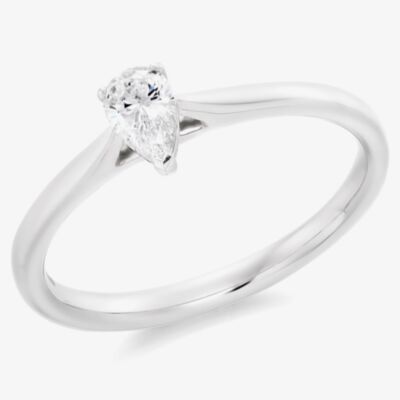 Platinum Excellence Platinum 0.31ct Certificated Pear Cut Diamond Solitaire Ring ENG31425 (M)