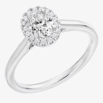 Platinum Excellence Platinum 0.35ct Certificated Oval Cut Diamond Halo Ring ENG21456SMTPT