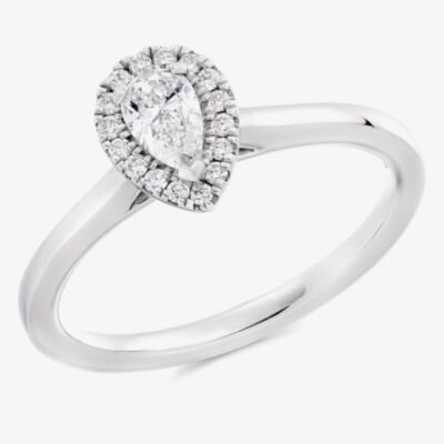 Platinum Excellence Platinum 0.38ct Certificated Pear Cut Diamond Halo Ring ENG21449SMTPT