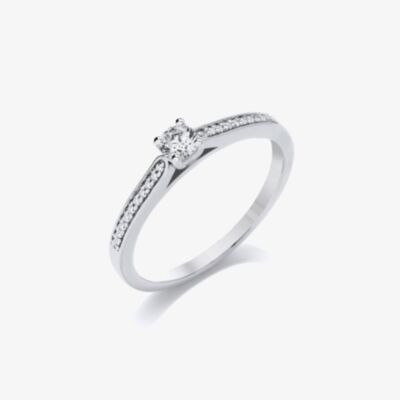 Platinum 0.20ct Diamond Set Shoulders Ring CRG01-020-PT