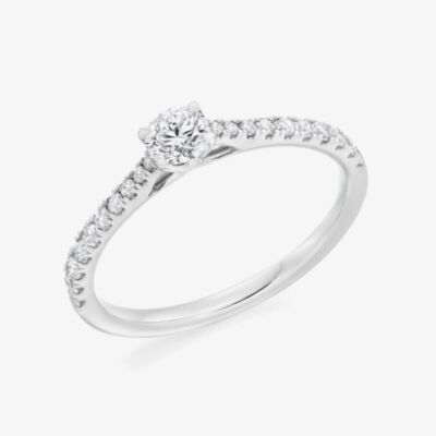 Platinum 0.23ct Brilliant Cut Diamond Shoulder Set Solitaire Ring ENG25307SMT