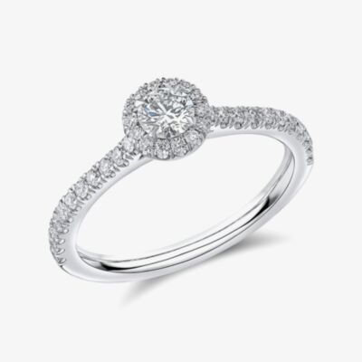 Platinum 0.20ct Brilliant Cut Diamond Shoulder Set Solitaire Ring ENG90020SMT