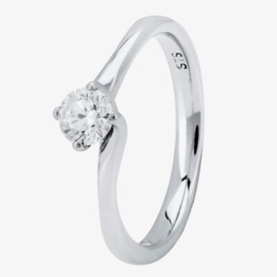 Platinum Four Claw Petite-Trellis Twist Diamond Solitaire Ring (min 0.33ct) CR11068/PT950.33CT L