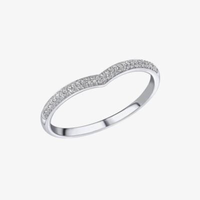 9ct White Gold Diamond Wishbone Ring GR630