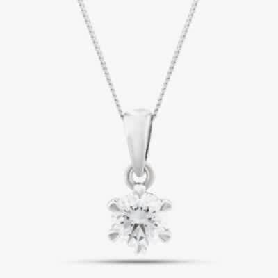 Platinum Certified 0.40ct Brilliant Cut Diamond Pendant Necklace 6 CLAW PLAT PDT MO - 40PT
