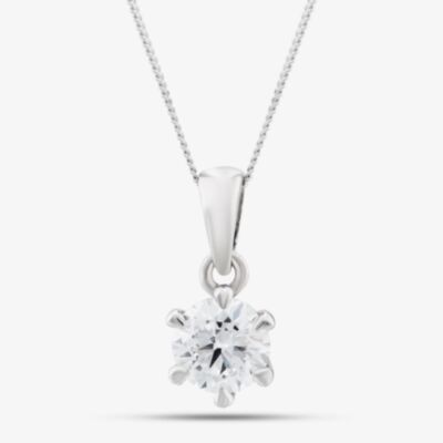 Platinum Certified 0.50ct Brilliant Cut Diamond Pendant Necklace 6 CLAW PLAT PDT MO - 50PT