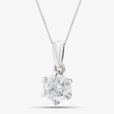 Platinum Certified 0.70ct Brilliant Cut Diamond Pendant Necklace 6 CLAW PLAT PDT MO - 70PT