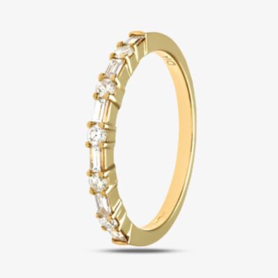 18ct Yellow Gold 0.45ct Baguette & Brilliant Cut Diamond Half Eternity Ring PR09207 18KY