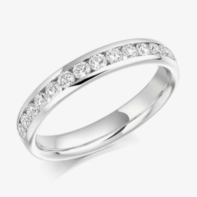 18ct White Gold 0.50ct Channel Set Round Brilliant Half Eternity Ring HET937 18W