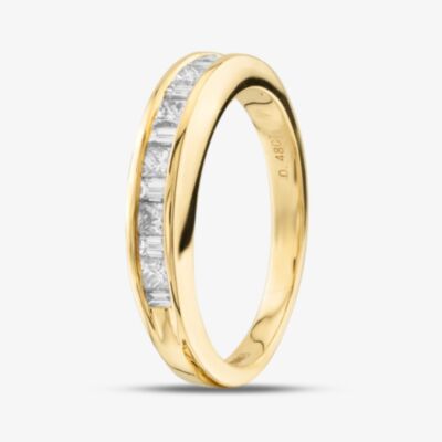 18ct Yellow Gold 0.50ct Princess & Baguette Cut Diamond Half Eternity Ring R10548Y-0.50 N
