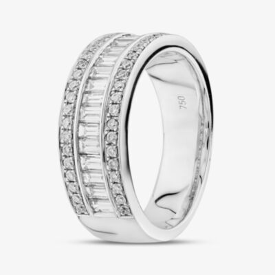 18ct White Gold 1.01ct Baguette & Princess Cut Diamond Half Eternity Ring R65276W M