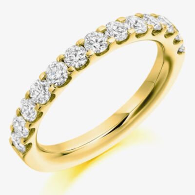 Gold Impression 18ct Yellow Gold 1.00ct Round Brilliant Cut Diamond Half Eternity Ring 18YGHET2057