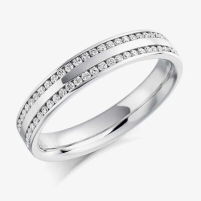 18ct White Gold 0.26ct Channel Set Round Brilliant Double Row Half Eternity Ring HET1136 18W