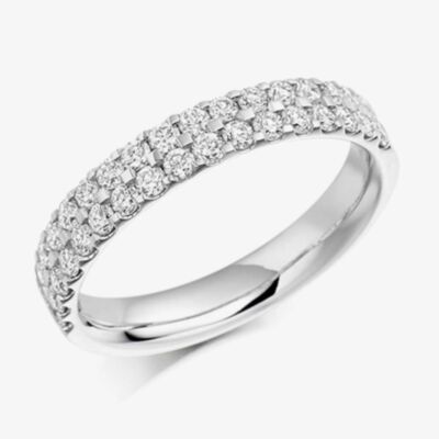 18ct White Gold 0.75ct Claw Set Round Brilliant Double Row Half Eternity Ring HET1017 18W