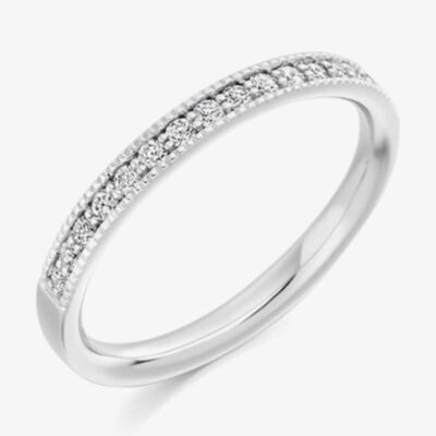 Platinum 0.25ct Claw Set Round Brilliant Milgraine Half Eternity Ring HET1770