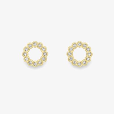 18ct Yellow Gold Diamond Circle Stud Earrings 13225147258