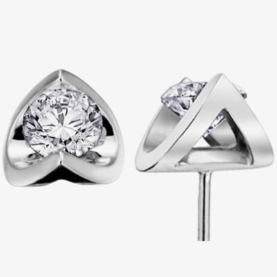 9ct White Gold 0.50ct Tension-set Diamond Stud Earrings E2038W/50-18