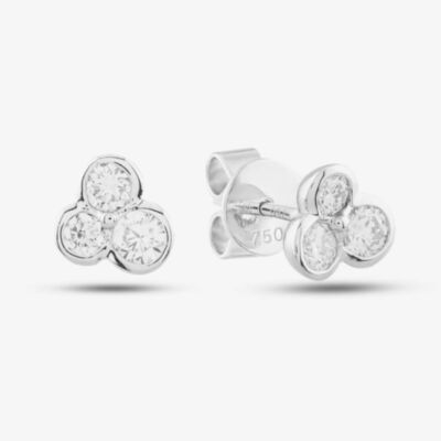 18ct White Gold 0.51ct Brilliant Cut Diamond Three Stone Stud Earrings E37916GW18DD