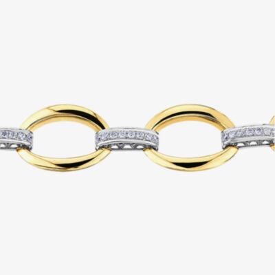 18ct Two Tone Gold 1.50ct Diamond Oval Link Bracelet BR845YW/150