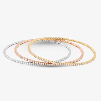 18ct Three Colour Gold 6.09ct Brilliant Cut Diamond Set Of Three Bangles MQ2178