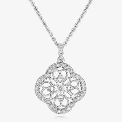 Tivon 18ct White Gold Diamond Open Quatrefoil Fancy Necklace PW-0104-D 