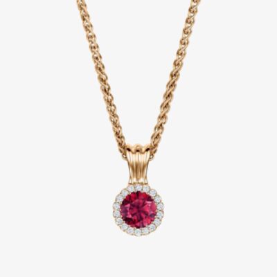Geoghegan Cannele 18ct Rose Gold Rubellite Tourmaline & Diamond Cluster Pendant CAN74/R
