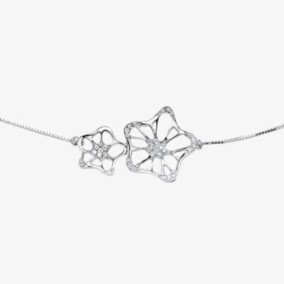 Fei Liu Allure 18ct White Gold & Diamond 0.09ct Double Flower Pendant ALU-750W-106-WD00