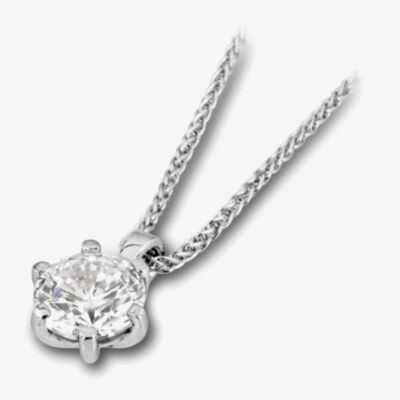 18ct White Gold 0.40ct Round Brilliant 6 Claw Diamond Pendant PD244(4.5)- H/VS1/0.40ct
