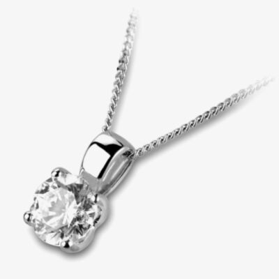 18ct White Gold 0.22ct Round Brilliant 4 Claw Diamond Pendant PD1041(3.5)