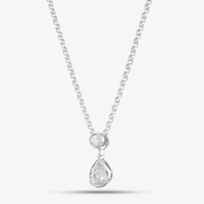 18ct White Gold 0.31ct Pear & Brillaint Cut Diamond Dropper Necklace P22430GW18DD