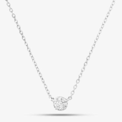 18ct White Gold 0.08ct Brilliant Cut Diamond Cluster Necklet P39110GW18DD
